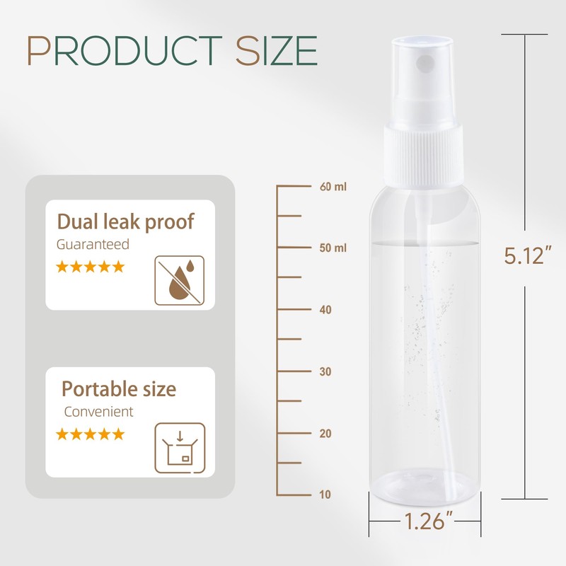 ZIZEMOJA 2OZ 3Pack Small Spray Bottle 60ml, Clear Plastic Mini