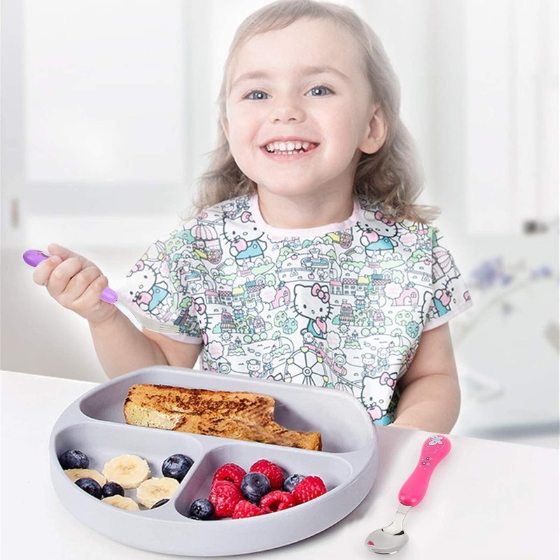 Lehoo Castle Cucharas Para Bebe, Tenedores Para Niños con 2