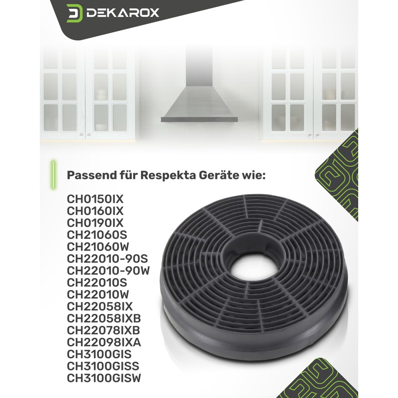 DEKAROX 2 x Activated Carbon Filter 105 mm Diameter for