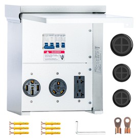 Gravimorph Temporary Power Outlet Panel,Rv Electrical Panel,50 30 20 amp rv Power Outlet Box,Prewired Unmetered, Weatherproof, for RV Camper Travel Trailer Motorhome