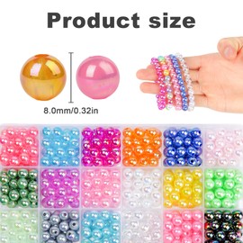 600pcs Crystal Glass Beads Kit for Jewelry Making, 8mm/0.3inch Colorful Loose Assorted Crystal Beads Bulk Sparkle Round Glass Beads with Holes for DIY Jewelry Making