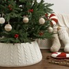 Knitted Christmas Tree Collar: Cream White Double Cable Knit Vertical