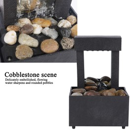 Wakects Indoor Desktop Fountain Waterfall, LED Indoor Fountain Illuminated Waterfall Table Fountain with River Rocks USB Desktop Fountain 16.5 x 11 x 9 cm