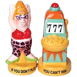 Pacific Giftware Lucky Casino Slot Machine Winner Ceramic Magnetic Salt and Pepper Shaker Set
