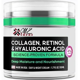 Collagen Retinol & Hyaluronic Acid Face Cream – Anti-Aging Wrinkle Repair Moisturizer for Face, Neck & Décolleté | Deep Hydration & Firming | Made in USA | 1.7 fl oz