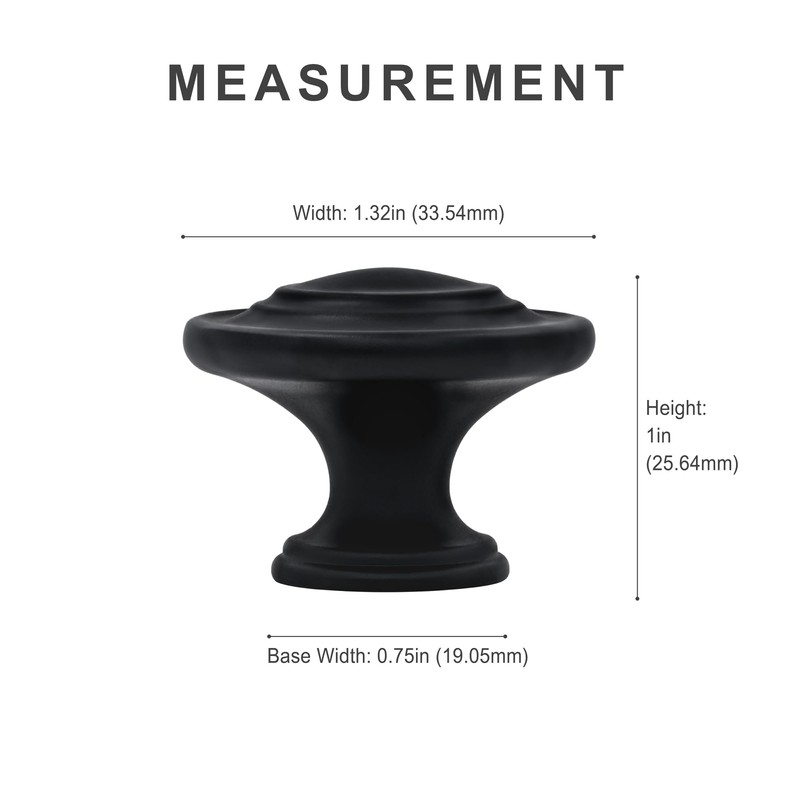 HESTIA HARDWARE 20 Pack | Black Cabinet Knobs Kitchen Knobs
