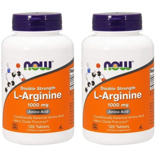 Now Foods L-Arginine 1000mg, 120 Tablets (2 Pack)