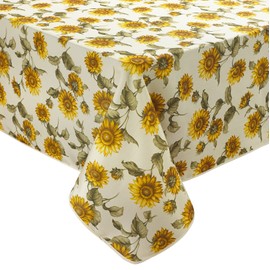 Violet Linen Euro Snflwr TC Sunflowers Design Tablecloth, 60" x 102", Multicolor