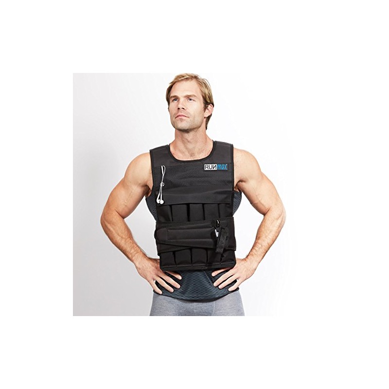 RUNmax 12lb-140lb Weighted Vest (Without Shoulder Pads, 40lb), Black