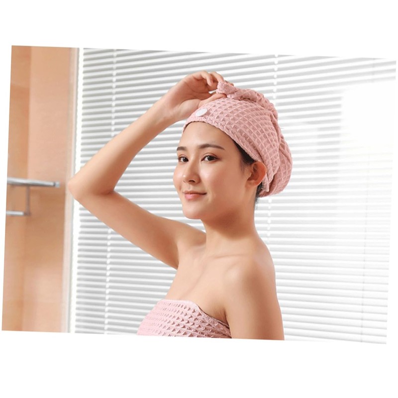 Baluue 1pc Ultra Absorbent Waffle Hair Towel Fast Drying Hair