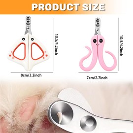 Pack of 2 Cat Nail Scissors, Nail Scissors for Dogs, Cat Claw Cutter with Hole, Cat Nail Scissors, Professional Cat Nail Clippers for Small Dogs, Puppies, Cats with File