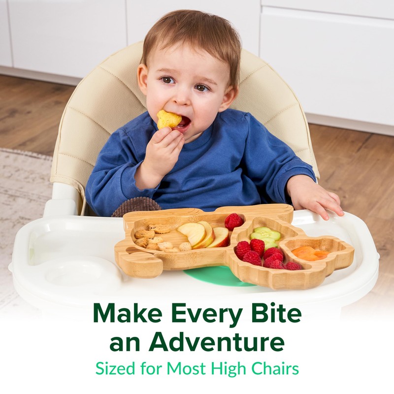 Bamboo Divided Suction Plate Baby - Strong Suction Toddler Plates