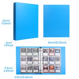 Lictin Trading Cards Album, 540 Pockets, Card Sleeves, Collectors’ Album, Transparent Trading Card Sleeves, Trading Card Folder with Blue Waterproof Hardcover