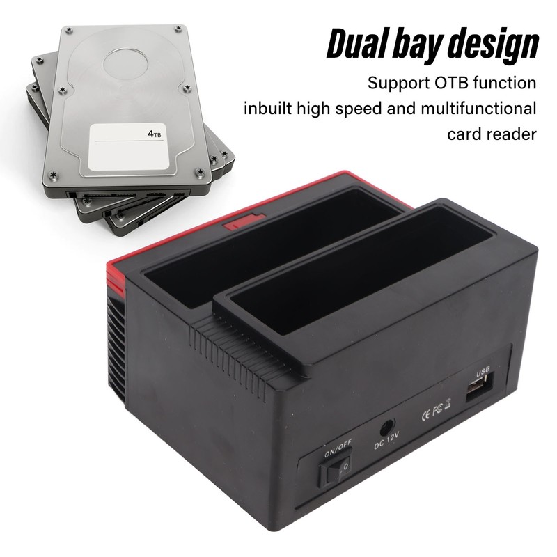 Hard Drive Docking Station USB2.0 Dual Bay 12TB Support OTB