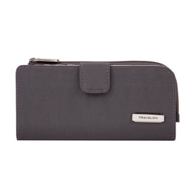 Travelon RFID Blocking Slim Zip Wallet, Smoke, 7 x 3.5 x .5, Travelon RFID Blocking Slim Zip Wallet
