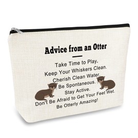 Otter Lover Gift Makeup Bag Sea Otter Inspiration Gifts for Women Best Friend Friendship Gift Cosmetic Bag Animal Lover Birthday Christmas Graduation Gifts Travel Toiletry Bags Make Up Pouch