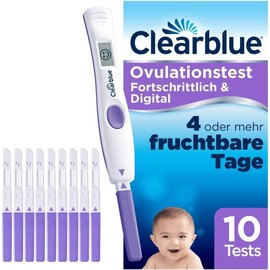Clearblue Fertility Ovulation Test Kit, 10 Tests + 1 Digital Test Holder, Fertility Test for Women / Ovulation, Advanced & Digital (Tests 2 Hormones), Get Pregnant Quicker