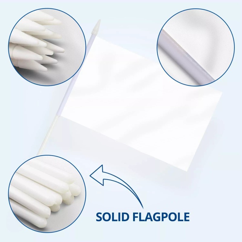 Anley White Mini Flag 12 Pack Hand Held Solid White