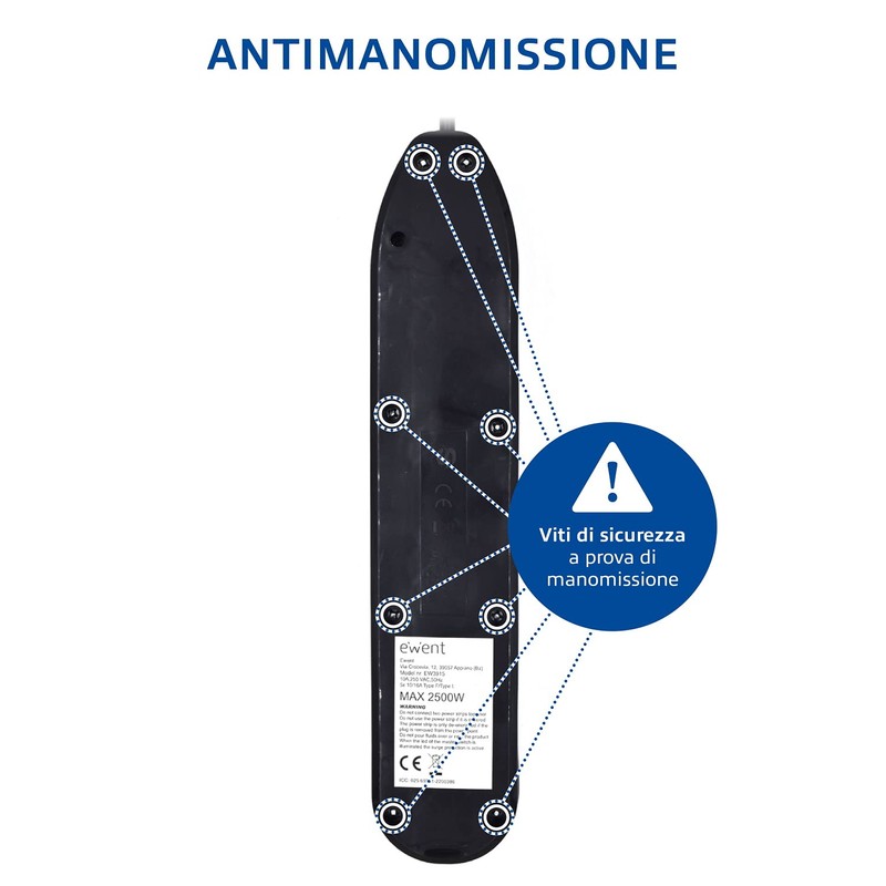 Ewent EW3915 Power Strip 5 Sockets Italian 10/16A + Schuko,