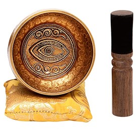 Tibetan Singing Bowl Set with Healing Mantra Engravings — Yoni Meditation Sound Bowl Handcrafted in Nepal — Yoga, Chakra Healing, Stress Relief, Mindfulness