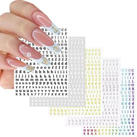 LISMYAKEY Alphabet Stickers, 5 Pieces, Nail Stickers, Initial Nail Stickers, DIY Nail Stickers, Alphabet, English, Alphabet, Beautiful, Glitter