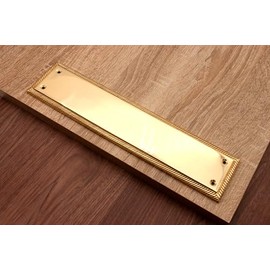 Infinity Decor Polished Brass Georgian Roped Edge Design Finger Push Plate Brass Door Protector 300 x 75mm - for Interior and Exterior Doors   