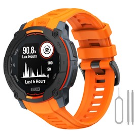 WUWOCJ Soft Silicone Strap Replacement Band 22mm Compatible for Garmin Instinct 3 45mm (Orange)