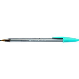 BIC Cristal Fun Ballpoint Pens, Wide Point (1.6 m), Box of 20, Turquoise Colour - Bold Smudge-Proof Writing