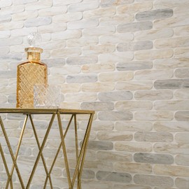 MSI Angora Ellipse Polished Marble Mosaic Floor and Wall Tile for Bathroom, Kitchen Backsplash, Accent Wall Tile, and Shower Wall Tile, Sample