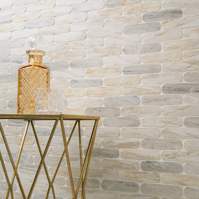 MSI Angora Ellipse Polished Marble Mosaic Floor and Wall Tile