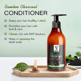 NUTRIGLOW Natural's Bamboo & Charcoal Conditioner With Jojoba & Argan Oil For Damage Repair Anti Frizz Hair, Deep Conditioning Smooth Shiny Look, No Paraben & Sulphate, 10 Fl Oz