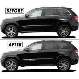 SlickMod Chrome Delete Blackout Vinyl Overlay for 2011-2021 Jeep Grand Cherokee Window Trim (Matte Black)