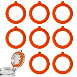 8 Pieces Rubber Seals Rings for Glass, Airtight Silicone Replacement Gasket for Jars, Leakproof Silicone Gasket Sealing Rings for Mason Jars, Elastic and Fits Most Sizes (Orange)
