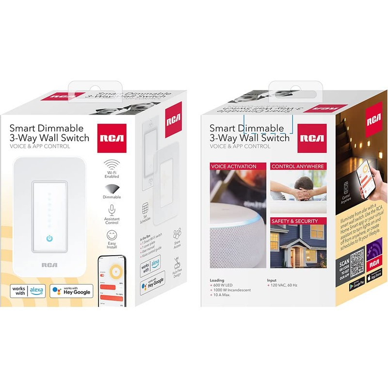 RCA 3-Way Smart Dimmer Switch for LED Lights | Dimmable