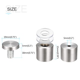 METALLIXITY Sign Spacer Screws (19 x 25 mm) 4 Pieces Stainless Steel Advertising Screws Glass Acrylic Nail - for Picture Frame Sign Display