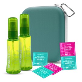 Sparkle Vivid Anti-Reflective Safe Lens Cleaner Spray Kit - (2) 2oz Glasses Cleaner Spray, (5) Pre-Moistened Lens Wipes, (1) Travel Pouch for Eyeglasses, Lenses & Camera Cleaning Kit (8 Piece Set)