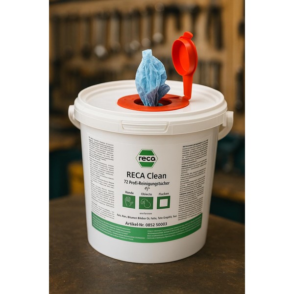 RECA Clean Feuchtreinigungstücher, 72 Profi-Reinigungstücher im Spender, für Hände und