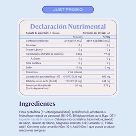 B-FIT B Just Probio - 2 Billones de Probióticos por Cápsula - 60 Cápsulas - Tecnología DuoCap - Producto Natural y Seguro (60 Cápsulas)