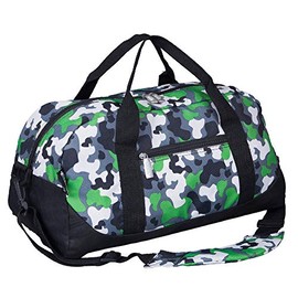 Wildkin Kids Overnighter Duffel Bags for Boys & Girls, Measures 18 x 9 x 9 Inches Duffel Bag for Kids, Carry-On Size & Ideal for School Practice or Overnight Travel, BPA-free (Green Camo)