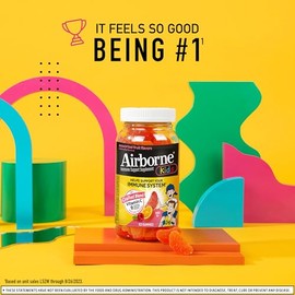 Airborne Kids 500mg Vitamin C Gummies, Kids Immune Support Zinc Gummies with Powerful Antioxidants VIT C & E - 63, Assorted Fruit Flavor