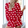 Women's Ruffle Long Sleeve Tops and Shorts Hearts Pajama Sets