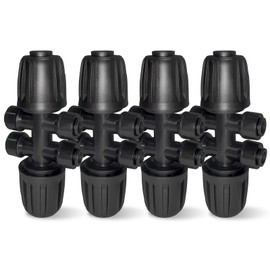 Spalolen 4 Pack 1/2'' to 1/4'' Drip Irrigation Fittings, Push-to-Fit 6 Way Drip Irrigation Part Barbed Tee Connectors, Anti-leak Locked Splitter Fitting for 1/2" Irrigation Tubing (0.6''-0.67''OD)
