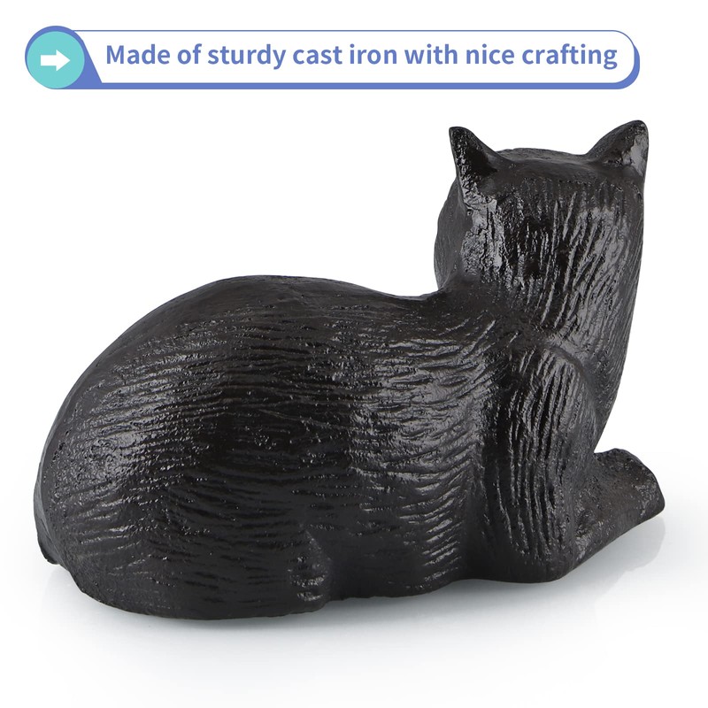 MOLIGOU Cast Iron Cat Statue, Cat Figurine Home Decor, Cat