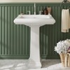 Bathroom Pedestal Sink, 24 Inch Round Ceramic Basin with Overflow,