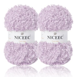 NICEEC 2 Skeins Teddy Fur Yarn Super Soft Yarn Chunky Fluffy Faux Fur Yarn Fuzzy Yarn Eyelash Yarn for Crochet Knit -Total Length 2×50m(2×55yds,3.53oz×2)-Light Purple