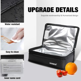 Aosbos Small Lunch Bag Insulated Lunch Box for Women Men, Portable Insulated Lunch Box Soft Tote Bags Mini Cooler Lunch Pail Reusable Thermal Lunch Boxes Meal Prep Containers Work Office Travel Black