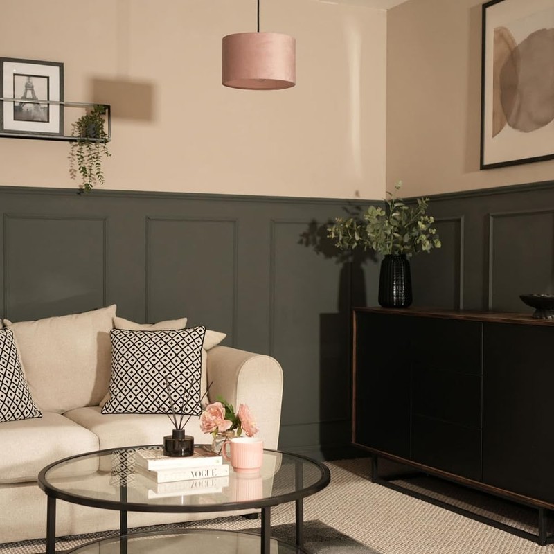 MiniSun | Small Modern Blush Pink Velvet Drum Light Shade