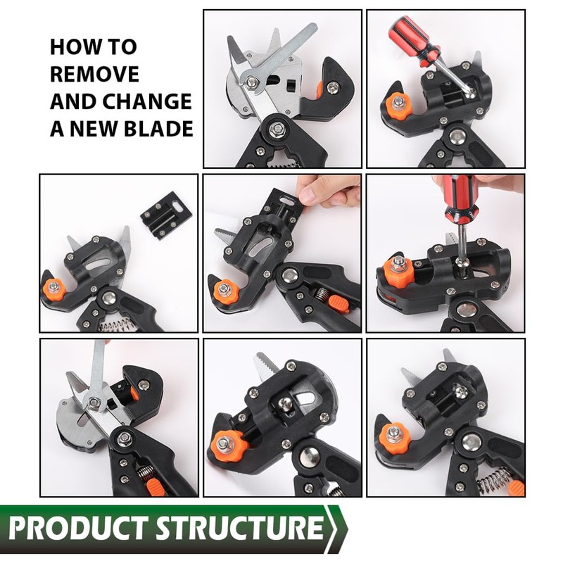 GRAND ORANGE Garden Tree Grafting Knife Pruning Pruner Shears Snip