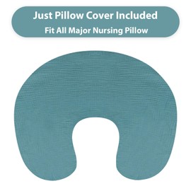 Hooyax Muslin Nursing Pillow Cover, Soft Breathable Feeding Slipcover for Breastfeeding Moms, Stretchy Removable Infant Pillow Cover for Boy and Girls (Blue)