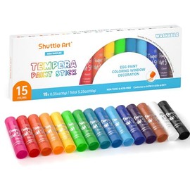 Tempera Paint Sticks, 15 Colors Solid Tempera Paint for Kids, Super Quick-drying, Washable, Works Great on Paper Wood Glass Ceramic Canvas